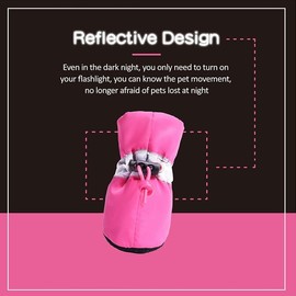 4PCS Dog Shoes for Hot Pavement, Anti-Slip Sole Dog Boots & Paw Protector Dog Booties with Reflective Straps Dog Shoes for Small Medium Dogs Shoes (Rose Red, #4)