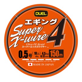 Duel PE Line Super X-Wire 4 Eging, 492.1 ft (150 m), No. 0.5, Color: White Orange Marking