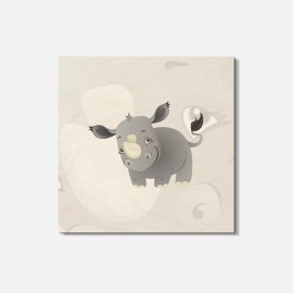 Unbranded Funny Rhino Animal 4'' X 4'' Square Wooden Coaster