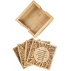 Bamboo Wood Square Coaster for Drinks with Holder Set of