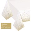 Gexolenu 2 Pack White and Gold Disposable Plastic Tablecloth for