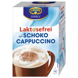 KRÜGER FAMILY Cappuccino Laktosefrei Schoko, aromatisieres Getränkepulver mit löslichem Kaffee, koffeinhaltig, ohne Laktose, 150 g
