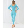 Kepblom Women's Long Sleeve Scoop Neck Unitard Spandex Bodysuit for