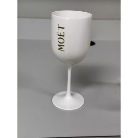 Moet Wine Champagne Goblets Glasses White Plastic 8.5" Tall - Set of 2