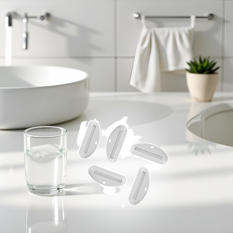Zhuluck 5Pcs White Toothpaste Squeezer,Plastic Toothpaste Tube Squeezer Dispenser,Toothpaste Clips