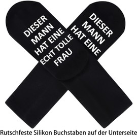 Jeasona Men's Socks 43-46 Non-Slip Cotton Gifts for Birthday, black-husband