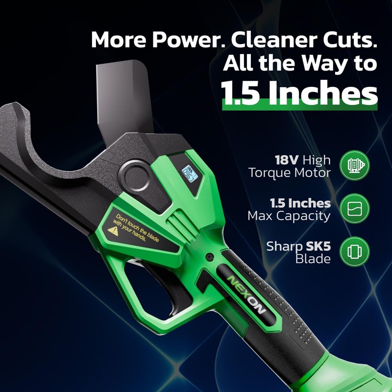 NEXON Electric PVC Pipe Cutter, Cuts up to1-1/2",18V Cordless Ratcheting