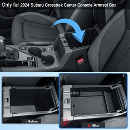 Coleya 2024 2025 Crosstrek Center Console Organizer for Subaru Crosstrek (Base/Premium/Sport/Limited), 2024 Crosstrek Armrest Trays Coin Container 2025 Crosstrek &Impreza Accessories (Black Mats)