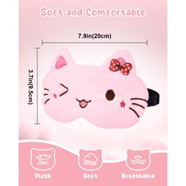 Miss Adola Sleep Mask for Kids - Cute Cartoon Plush Fuffy Sleeping Eye Cover Cat Kawaii Soft Eyeshade with Adjustable Strap Animal Eye Blindfold for Kids Girls Boys Teens