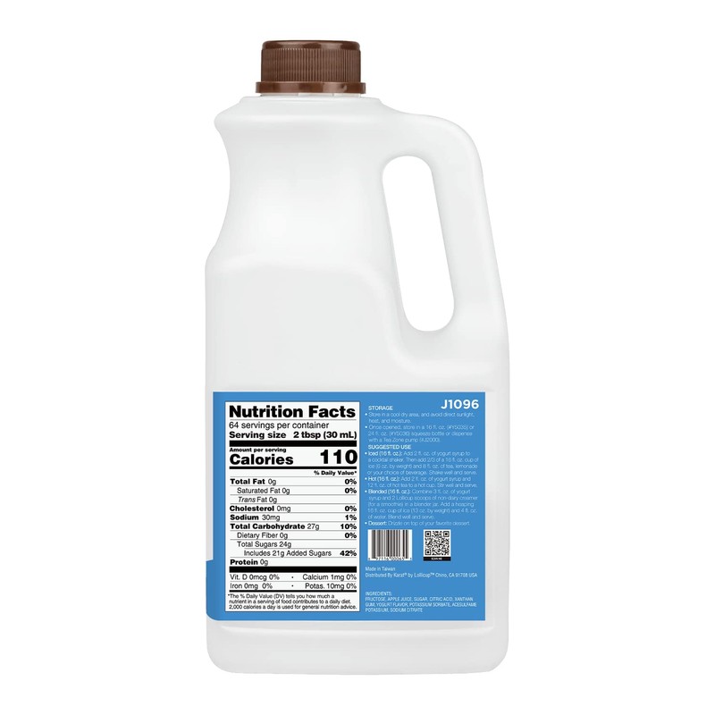 Tea Zone J1096 64 fl. oz Yogurt Syrup for Tea,