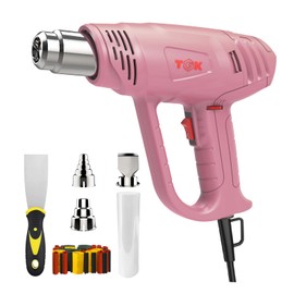 Heat Gun, TGK® 1800W Heavy Duty Hot Air Gun Kit 122℉~1202℉ Dual Temperature Settings with 6 Nozzle Attachments Overload Protection for Crafts, Shrink Wrapping/Tubing, Paint Removing, Epoxy Resin