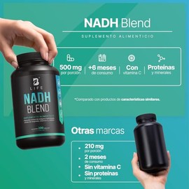 B Life NADH 200 Cpsulas  200 Das de Consumo  6 Veces Ms Producto vs Otros  Nicotinamida Potenciada con Magnesio y Colgeno  Antioxidante NAD Blend.    