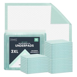 RMS BRANDS 125 Gram Incontinence Disposable Underpads 36 X 36 Ultra Soft 6-Layer Protection Leak Proof Heavy Absorbency, Quilted Chucks Pads for Adults, Kids & Elderly (36X36 - 100 Pack with Wipes)