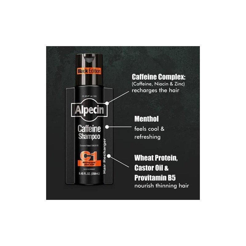 Alpecin Caffeine Shampoo C1 Black Edition with Bold Fragrance 8.45