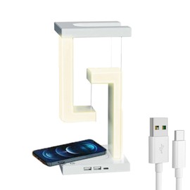 Zerone Magnetic Levitating Lamp, Desk Lamp with Charging Lamp Led Anti with Phone Charging for Indoor Tabletop Decorations