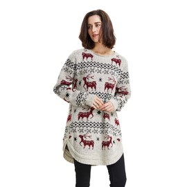 Reindeer Snowflake Christmas Pullover for Women Jumper - xl