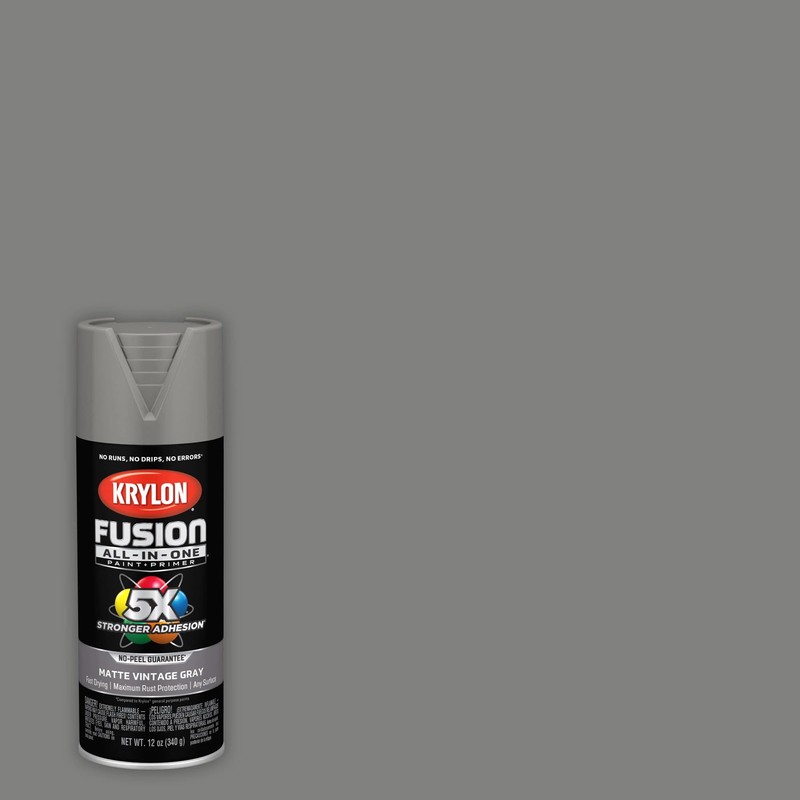 Krylon Fusion All-In-One, Matte, Vintage Gray, 12 oz