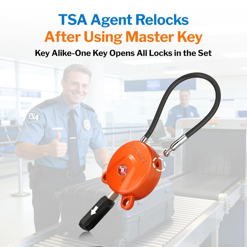 Forge TSA Approved Luggage Locks Ultra-Secure Dimple Key Cable Locks