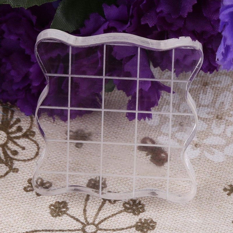 Stamp Block, Transparent Acrylic Stamping Blocks with Grid Lines, Clear