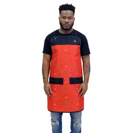 King Midas Empire Barber Cape And Apron Sets Matching Hair Cutting Cape And Apron Barber Cape For Men (Red Bandana)
