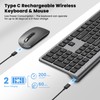 Rechargeable Wireless Bluetooth Keyboard and Mouse Combo, Full Size Silent