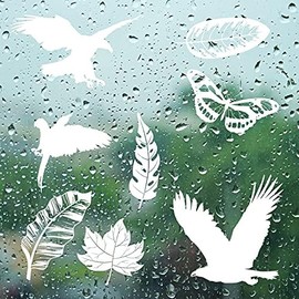 25 Pcs Translucent Alert Bird Stickers, Leaf Butterfly Bird Pattern Window Clings Decor, Window Stickers to Deterrent Decal & Glass Decor to Alert Birds