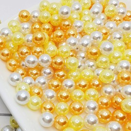 Niziky 500PCS 6mm Crafts No Hole Pearls, White/Yellow Loose Pearls Beads without Holes, Round No Hole Pearls Vase Fillers, Pearls for Crafts, Wedding, Birthday Party, Home Decoration