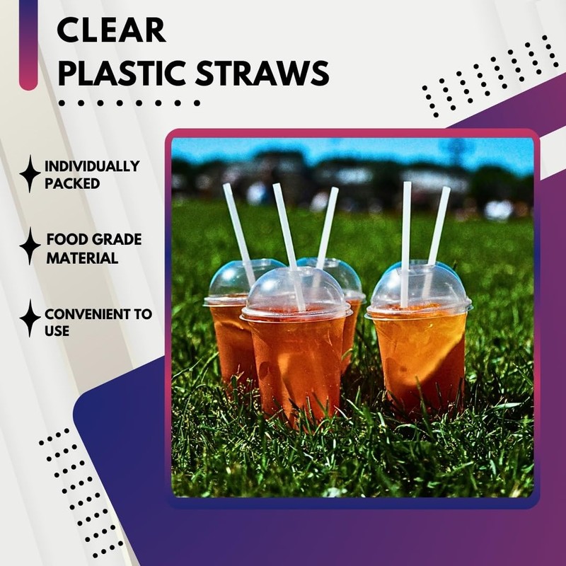 Green Direct Drinking Straws - 10.2 inches Plastic Smoothie Straws