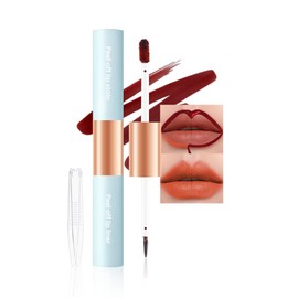 WAJJYM 2-In-1 Peel Off Lip Stain Matte Finish Lip Liner Tattoo Peel-off Lip Tint, Long Lasting All Day Lip Masque Waterproof Smudge-proof Transfer-proof Lightweight Smoothing,2#Coral