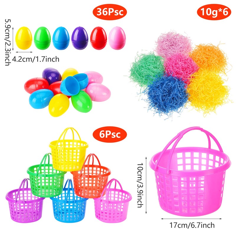 48 Pieces Easter Egg Baskets Set Include 6 Plastic Easter