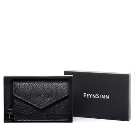 FEYNSINN Nova Flat Card Holder with RFID Protection Made of Nappa Leather I Small Wallet Credit Card Holder Small for Women I with Coin Compartment Credit Card Holder Black Handmade, black, ID card