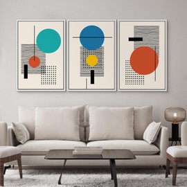 SIGNWIN Framed Canvas Wall Art Colorful Boho Decorative Art Geometric Patterns Illustrations Abstract Bohemian Urban Multicolor for Home Office - 24"x36"x3 White