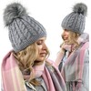 Alur Women's Beanie Winter Hat Knitted Hat with Bobble -