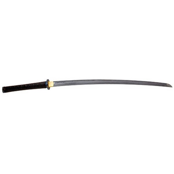 Shikoto Rurousha Handmade Katana/Samurai Sword - Hand Forged Damascus Steel; Engraved Kanji, Twin Fullers, Unique Genuine Leather Wrapping, Cast Tsuba - Functional, Battle Ready, Full Tang Tanto