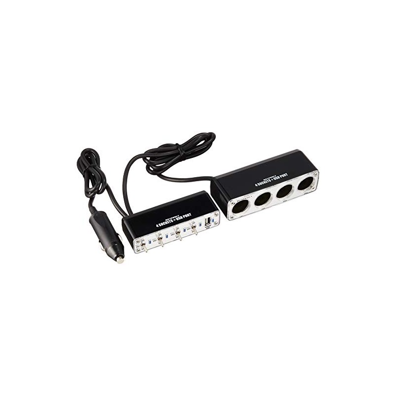 Braith 4連 シガーソケット USB DC12V セパレートスイッチ付き BS-500