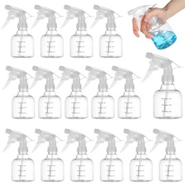24 Pcs Plastic Spray Bottles, 8 oz Empty Refillable Spray Bottles with Adjustable Nozzles & Dual Scales, Small Leak-Proof Sprayers for Hair Care, Gardening, Cleaning, Clear Bottle Head with Scale