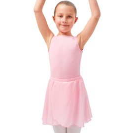 tanzmuster ® Emily Girls' Ballet Wrap Skirt (Size 92-170) Made of Airy Chiffon Anti-Static Ballet Skirt with Elastic Band for Children, pink