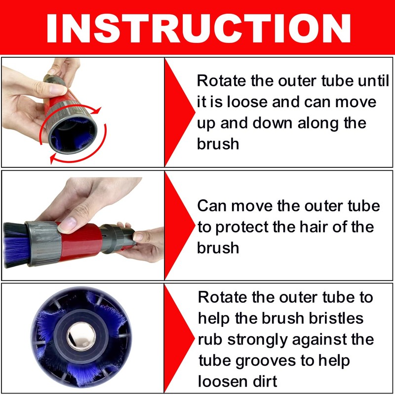 For Dyson Traceless Dust Brush Attachment & Premium Round Horsehair