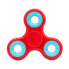 Toyland® Fidget Hand Spinner - Stress and Anxiety Relief (Red and Light Blue Rings)