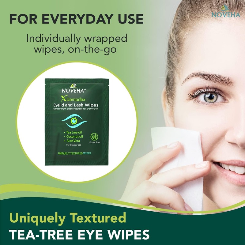 NOVEHA Demodex Eyelid & Lash Wipes | Box of 60