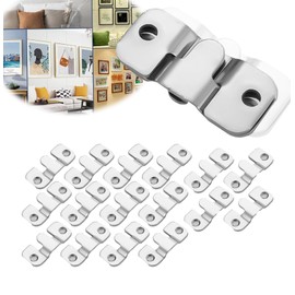 ALLVD Brackets, Stainless Steel Metal Fittings, Set of 8 Pairs of 16 Pieces, Multi-functional Hook Hanging Hardware for Easy Installation, Decorative Items, Watches, Mirrors, Clothes Hanging, Suitable