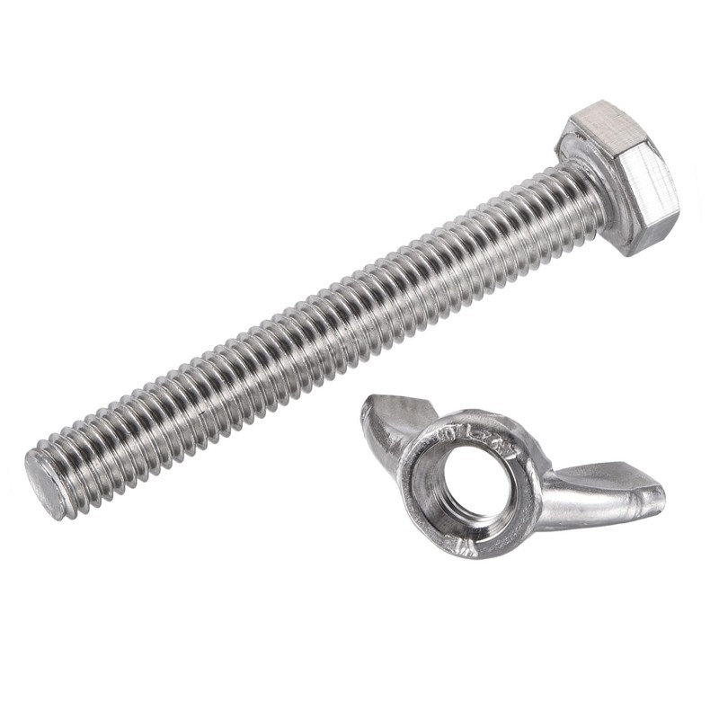 sourcing map 5pcs M8x60mm Hex Bolts, 5pcs M8 Wing Nuts,
