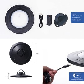 Happetite Umbrella Lights with Remote, Rechargeable Patio Cantilever Umbrella Lights with 3 Brightness Modes, for Offset Patio Umbrella in Outdoor & Garden (Black)