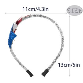 4th of July Star Headband Patriotic Independence Day Headband Fourth of July Hair Bands Red White and Blue Glitter Star Hair Hoop Party Hair Accessories for Women Kids American Memorial Day 1PCS
