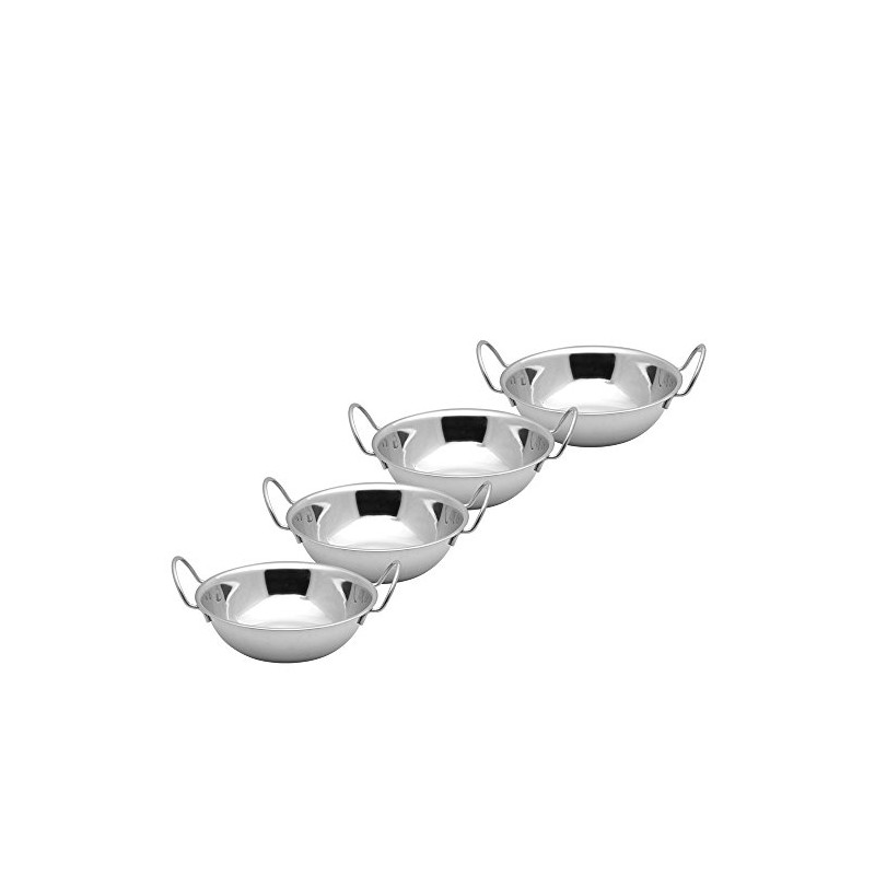 Kosma Set of 4 Premium Stainless Steel Balti Serving Dishes,