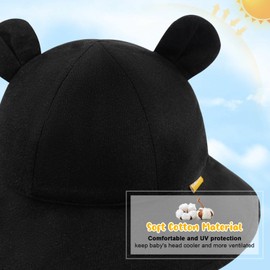 POMIJIAN Toddler Sun Hat Girls UPF 50+ Baby Bucket Hats Boy Soft Summer Hat Cute Beach Cap (CA/US, Age, 3 Months, 6 Months, Black)
