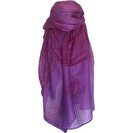 Indian Om Mantra Hand Block Printed Scarf Prayer Shawl (Lavender)