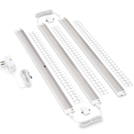 EShine White Finish 3 Extra Long 20 inch Panels LED Dimmable Under Cabinet Lighting Kit, Hand Wave Activated - Touchless Dimming Control, Warm White