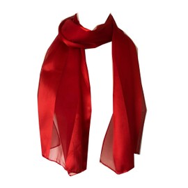 Plain red Faux Chiffon and Satin Style Striped Scarf Thin Pretty Scarf Great for Any Outfit Lovely Gift