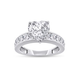 Wishrocks 925 Sterling Silver 14K White Gold Plated 7MM Heart Cut Lab Created Moissanite Diamond Solitaire Wedding Engagement Ring For Womens -4.5